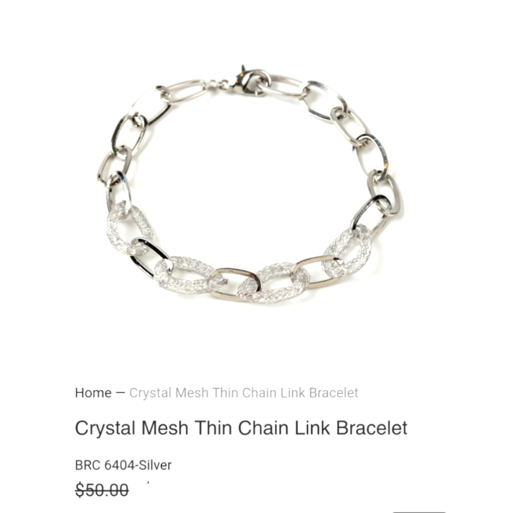 Crystal Mesh Thin Chain Link Bracelet